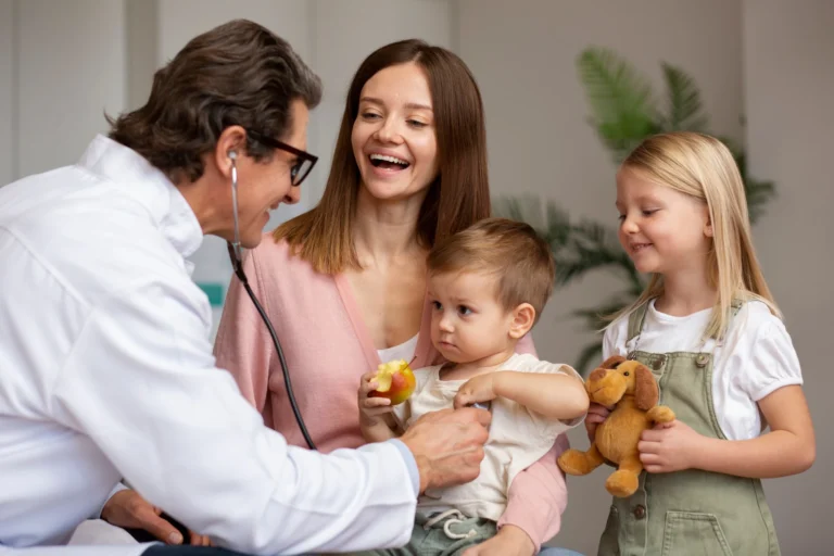 young-mother-with-her-children-pediatrician-appoin